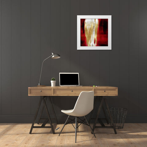 Free Fall Red with Gold I White Modern Wood Framed Art Print by Wright, Christine