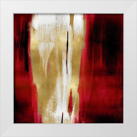 Free Fall Red with Gold I White Modern Wood Framed Art Print by Wright, Christine