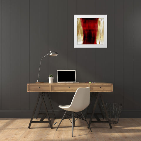 Free Fall Red with Gold II White Modern Wood Framed Art Print by Wright, Christine