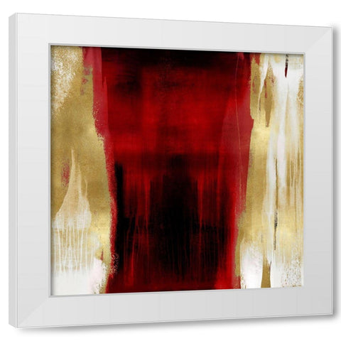 Free Fall Red with Gold II White Modern Wood Framed Art Print by Wright, Christine
