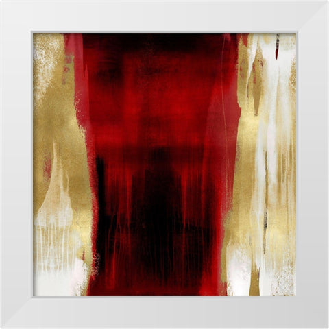 Free Fall Red with Gold II White Modern Wood Framed Art Print by Wright, Christine