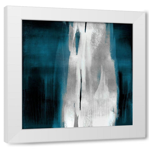 Free Fall Teal with Silver I White Modern Wood Framed Art Print by Wright, Christine