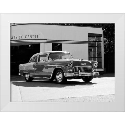 1955 Chev Belair 7 BandW White Modern Wood Framed Art Print by Branson, Clive