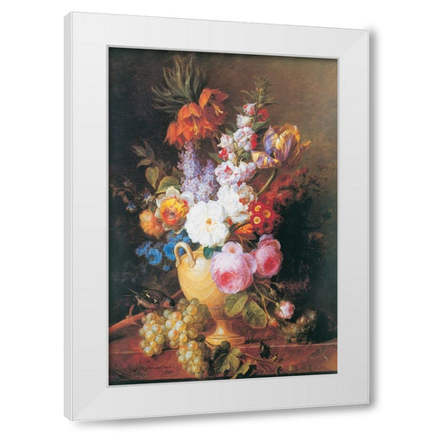 Vase de fleurs White Modern Wood Framed Art Print by Van Spaendonck, Corneille