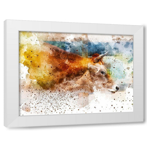 Cow I White Modern Wood Framed Art Print by Young, Chamira