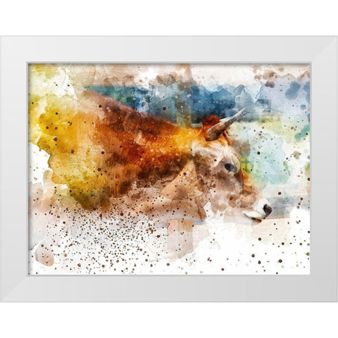 Cow I White Modern Wood Framed Art Print by Young, Chamira