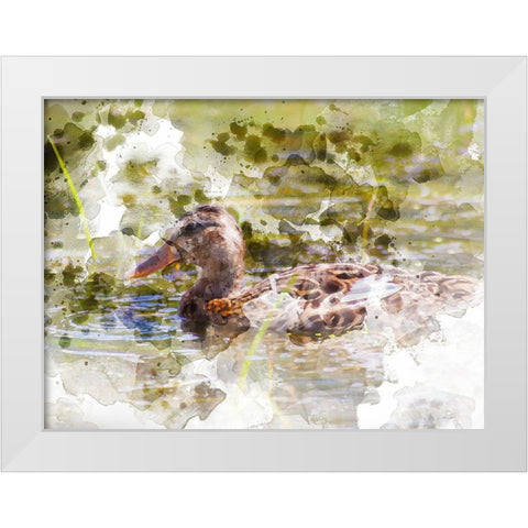 Ducks in Float III White Modern Wood Framed Art Print by Young, Chamira