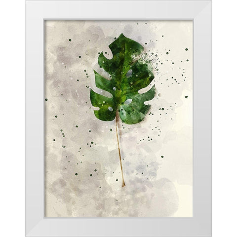 Single Leaf White Modern Wood Framed Art Print by Young, Chamira