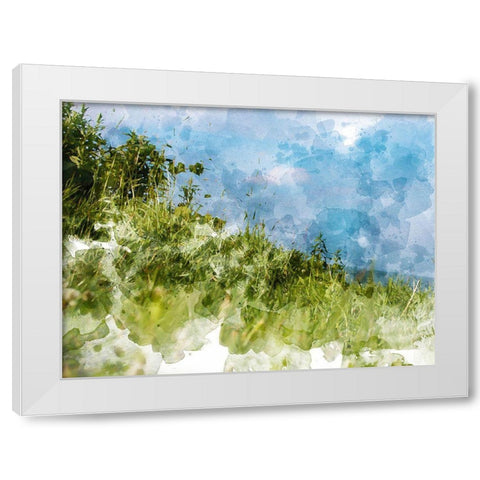 Grassy Meadow White Modern Wood Framed Art Print by Young, Chamira