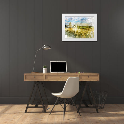 Yellow Meadow White Modern Wood Framed Art Print by Young, Chamira