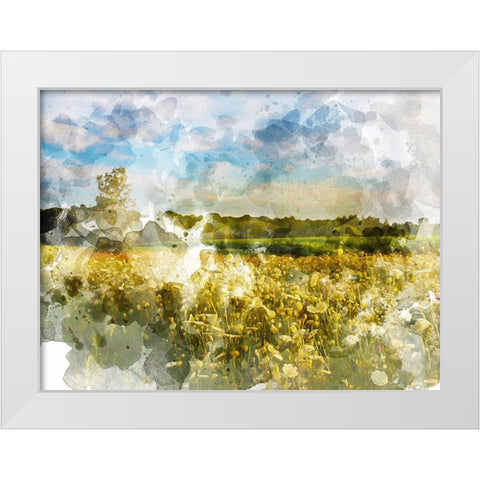 Yellow Meadow White Modern Wood Framed Art Print by Young, Chamira