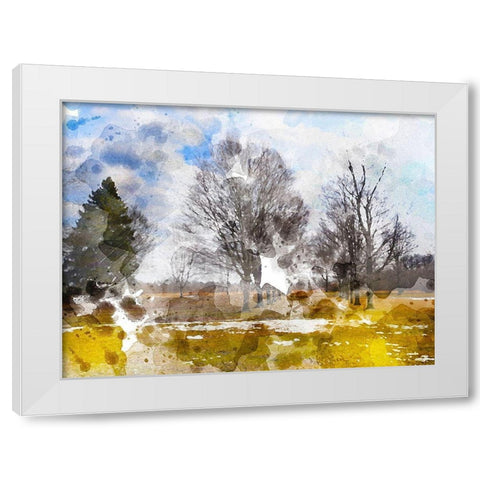 Triple Tree White Modern Wood Framed Art Print by Young, Chamira