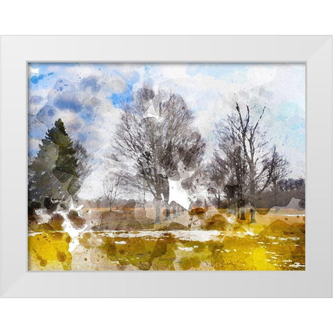 Triple Tree White Modern Wood Framed Art Print by Young, Chamira