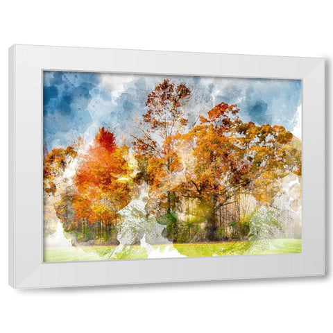 Leaves of Autumn White Modern Wood Framed Art Print by Young, Chamira