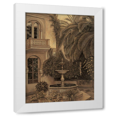The Loggia and Fountain White Modern Wood Framed Art Print by Parks, David