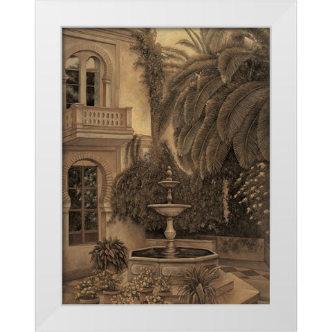 The Loggia and Fountain White Modern Wood Framed Art Print by Parks, David