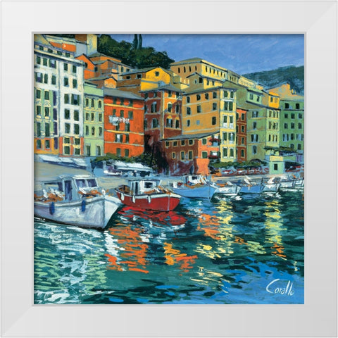 Lungomare di Camogli White Modern Wood Framed Art Print by Corallo, Daniela