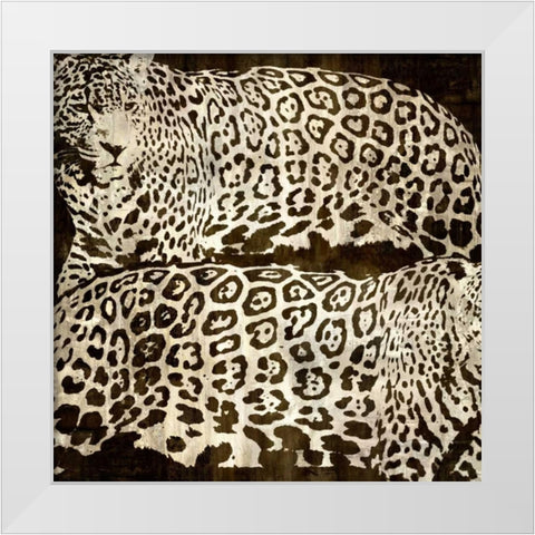 Leopards White Modern Wood Framed Art Print by Davison, Darren