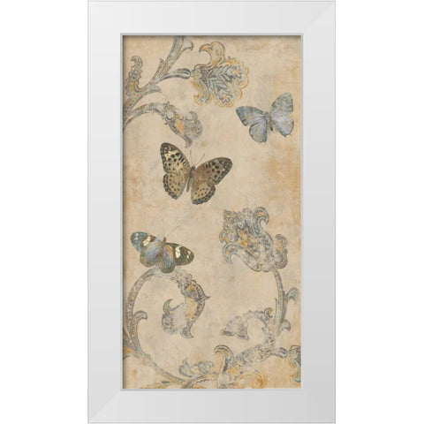 Papillion Decoratif II White Modern Wood Framed Art Print by Devellier, Deborah