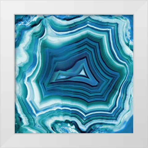 Agate in Aqua White Modern Wood Framed Art Print by Carson, Danielle