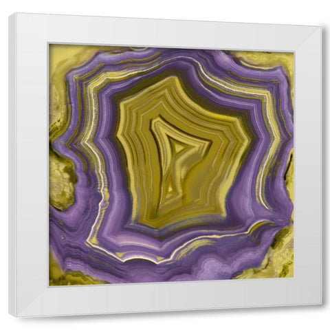 Agate in Purple and Gold I White Modern Wood Framed Art Print by Carson, Danielle