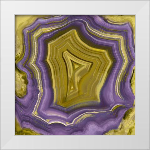Agate in Purple and Gold I White Modern Wood Framed Art Print by Carson, Danielle