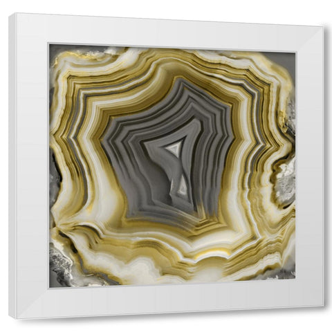 Agate in Gold And Grey II White Modern Wood Framed Art Print by Carson, Danielle