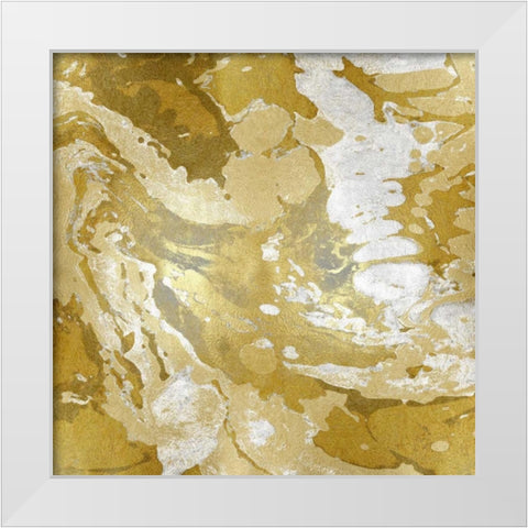 Marbleized in Gold and Silver White Modern Wood Framed Art Print by Carson, Danielle