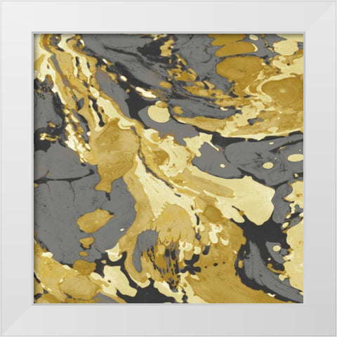 Marbleized in Gold and Grey I White Modern Wood Framed Art Print by Carson, Danielle