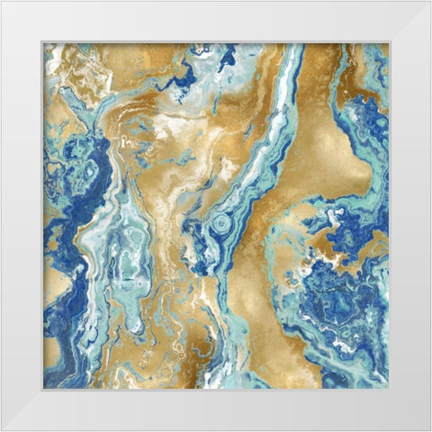 Onyx Aqua White Modern Wood Framed Art Print by Carson, Danielle