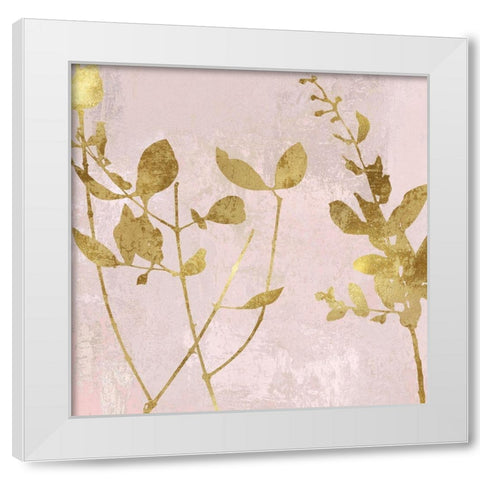 Nature Gold on Pink Blush II White Modern Wood Framed Art Print by Carson, Danielle