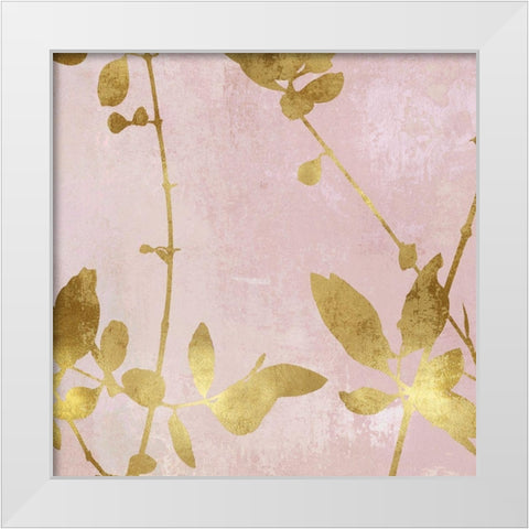 Nature Gold on Pink Blush III White Modern Wood Framed Art Print by Carson, Danielle