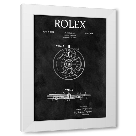 Rolex Calendar Time Piece - 195 White Modern Wood Framed Art Print by Sproul, Dan