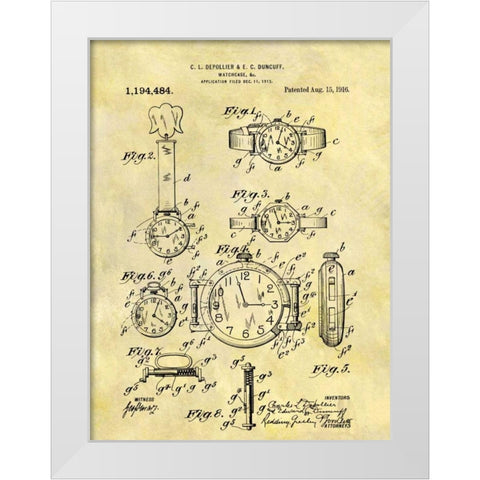 Watch Case - 1916 White Modern Wood Framed Art Print by Sproul, Dan