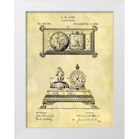 Alarm Clock - 1888 White Modern Wood Framed Art Print by Sproul, Dan