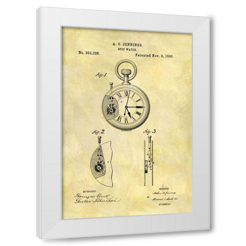 Stop Watch White Modern Wood Framed Art Print by Sproul, Dan