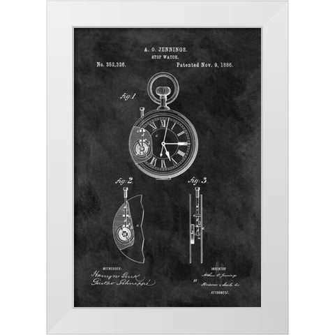 Stop Watch-Black White Modern Wood Framed Art Print by Sproul, Dan
