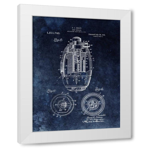 Hand Grenade - 1919- Black White Modern Wood Framed Art Print by Sproul, Dan