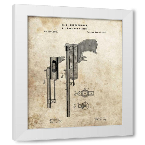 Air Guns and Pistols - 1874 White Modern Wood Framed Art Print by Sproul, Dan