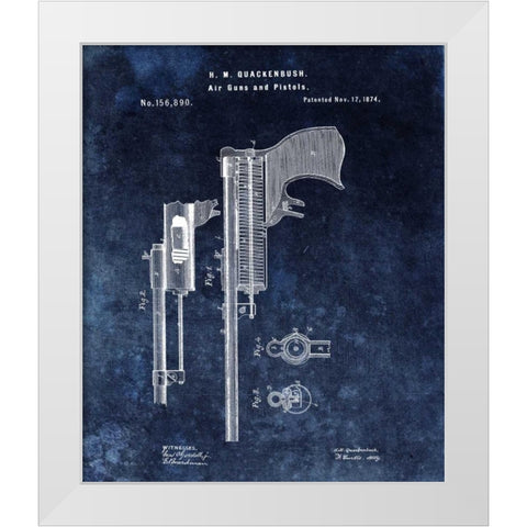 Air Guns and Pistols - 1874- Blue White Modern Wood Framed Art Print by Sproul, Dan