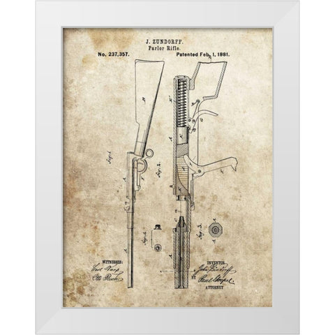 Parlor Rifle - 1881 White Modern Wood Framed Art Print by Sproul, Dan