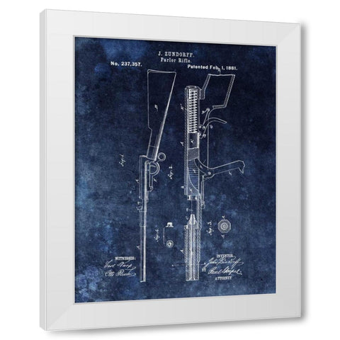 Parlor Rifle - 1881- Blue White Modern Wood Framed Art Print by Sproul, Dan