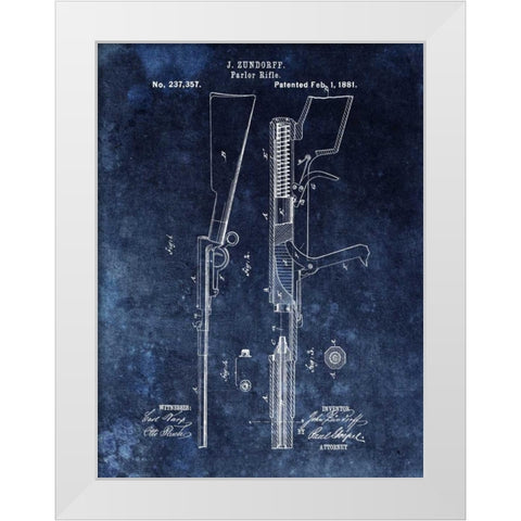 Parlor Rifle - 1881- Blue White Modern Wood Framed Art Print by Sproul, Dan