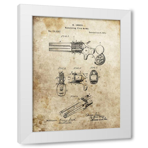 Revolving Fire Arms - 1874 White Modern Wood Framed Art Print by Sproul, Dan