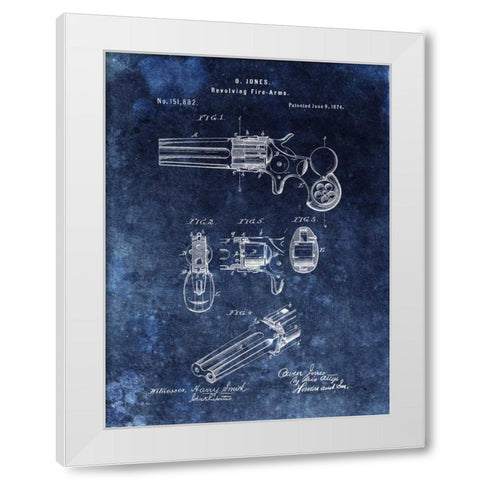 Revolving Fire Arms - 1874-Blue White Modern Wood Framed Art Print by Sproul, Dan