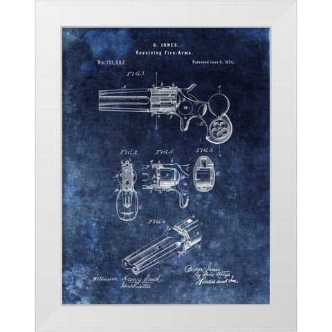 Revolving Fire Arms - 1874-Blue White Modern Wood Framed Art Print by Sproul, Dan