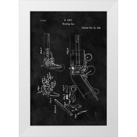 Colt-Revolving Gun - 1836-Black White Modern Wood Framed Art Print by Sproul, Dan