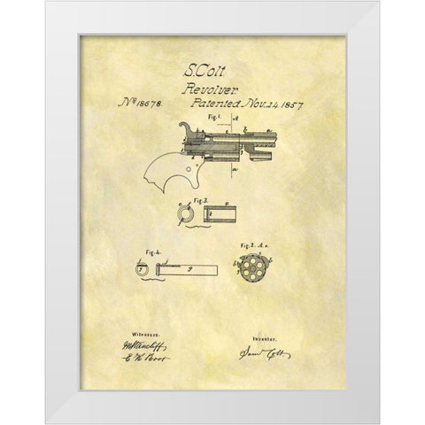 Colt Revolver - 1857 White Modern Wood Framed Art Print by Sproul, Dan