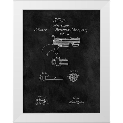 Colt Revolver - 1857-Black White Modern Wood Framed Art Print by Sproul, Dan