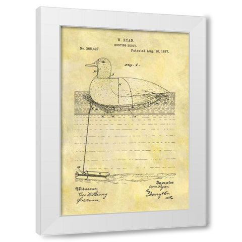 Hunting Decoy - 1887 White Modern Wood Framed Art Print by Sproul, Dan
